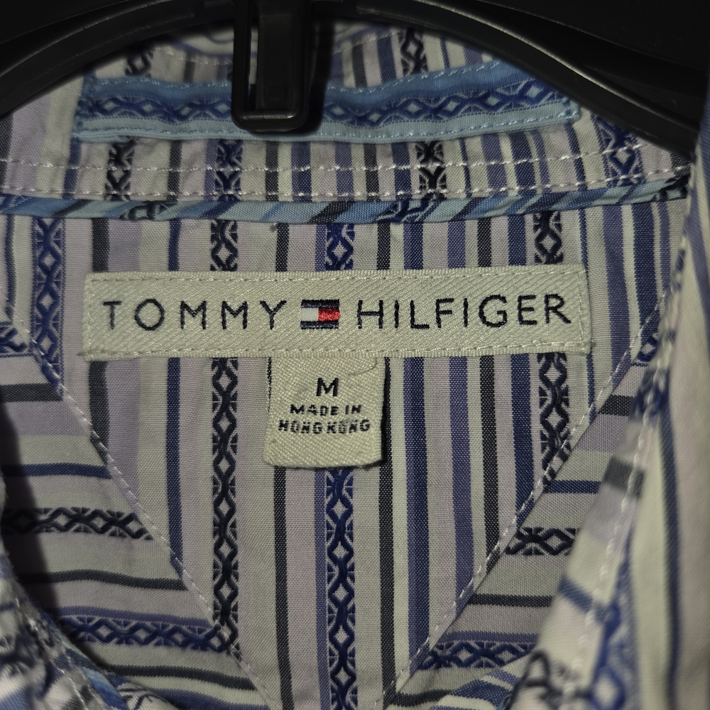 Tommy Hilfiger Blue Western Striped Button Down Y2K - Picture 2 of 4
